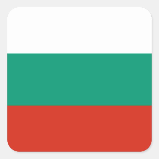 Pegatina Cuadrada Bandera de Bulgaria (Anverso)