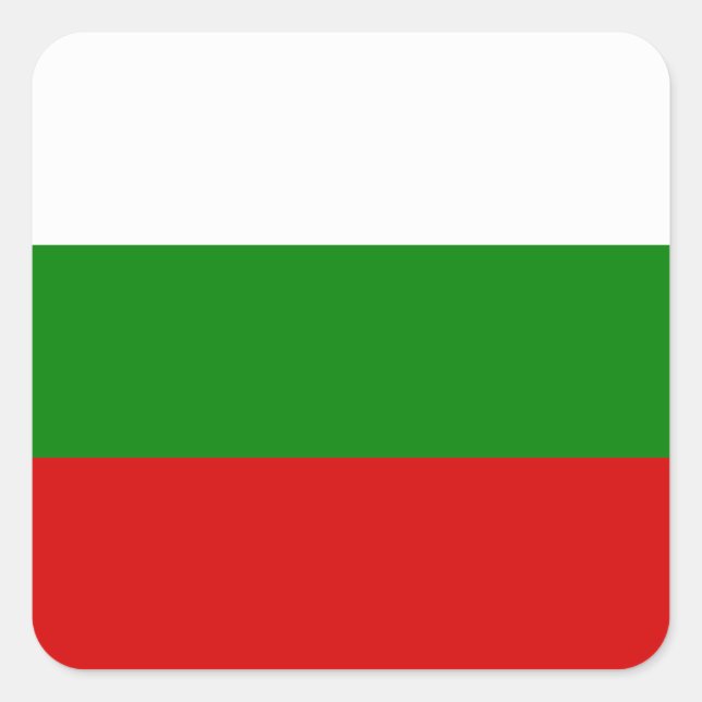 Pegatina Cuadrada Bandera de Bulgaria (Anverso)