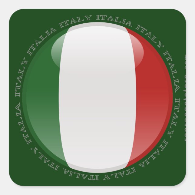 Pegatina Cuadrada Bandera de burbujas de Italia (Anverso)