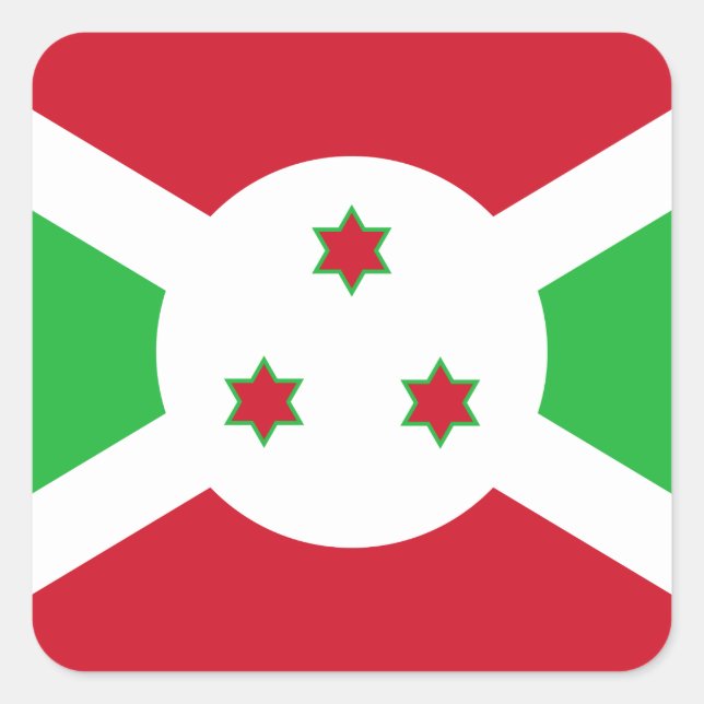 Pegatina Cuadrada Bandera de Burundi (Anverso)