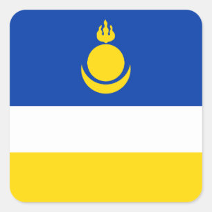 Pegatina Cuadrada Bandera de Buryatia Patriótica