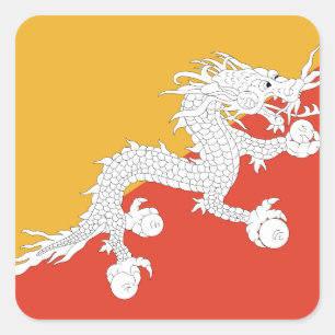 Pegatina Cuadrada Bandera de Bután