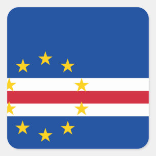 Pegatina Cuadrada Bandera de Cabo Verde