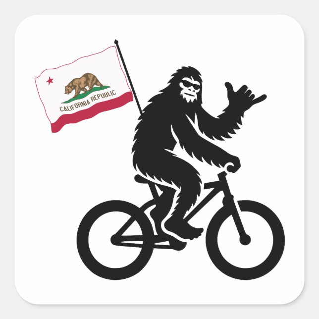 Pegatina Cuadrada Bandera de California en Bigfoot Cycling (Anverso)