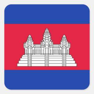 Pegatina Cuadrada Bandera de Camboya