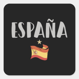 Pegatina Cuadrada Bandera de camiseta de hinchas de fútbol de España
