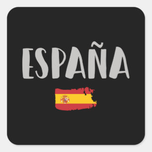 Pegatina Cuadrada Bandera de camiseta de hinchas de fútbol de España