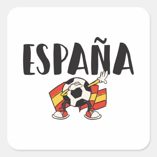 Pegatina Cuadrada Bandera de camiseta de hinchas de fútbol de España (Anverso)