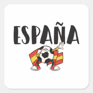Pegatina Cuadrada Bandera de camiseta de hinchas de fútbol de España