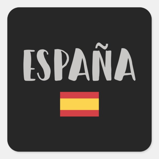Pegatina Cuadrada Bandera de camiseta de hinchas de fútbol de España (Anverso)