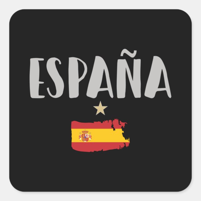 Pegatina Cuadrada Bandera de camiseta de hinchas de fútbol de España (Anverso)