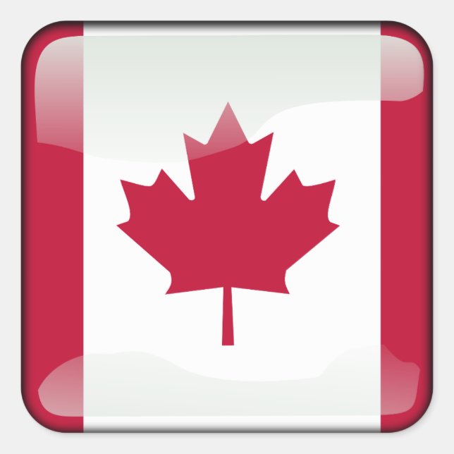 Pegatina Cuadrada Bandera de Canadá (Anverso)