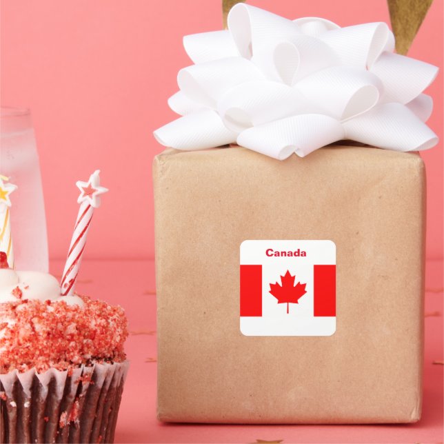 Pegatina Cuadrada Bandera de Canadá (Fiesta)