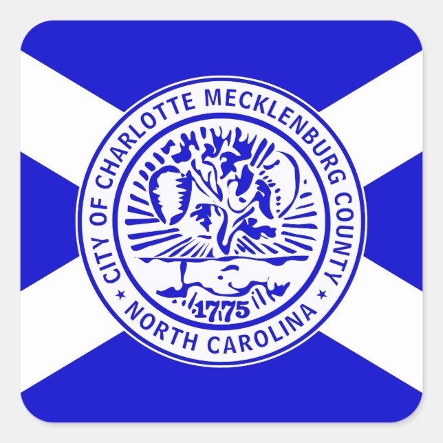 Pegatina Cuadrada Bandera de Charlotte (Carolina del Norte) (Anverso)