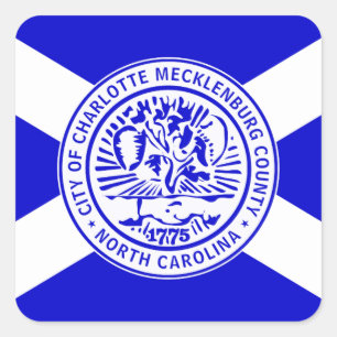 Pegatina Cuadrada Bandera de Charlotte (Carolina del Norte)