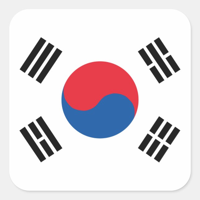 Pegatina Cuadrada Bandera de Corea del Sur (Anverso)