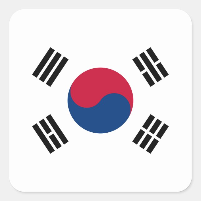 Pegatina Cuadrada Bandera de Corea del Sur (Anverso)