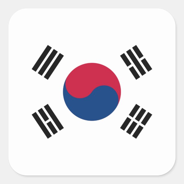Pegatina Cuadrada Bandera de Corea del Sur (Anverso)