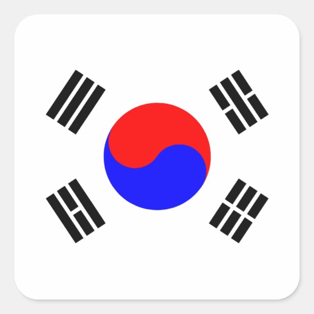 Pegatina Cuadrada Bandera de Corea del Sur (Anverso)
