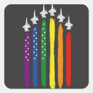 Pegatina Cuadrada Bandera de cosecha patriótica estadounidense LGBTQ