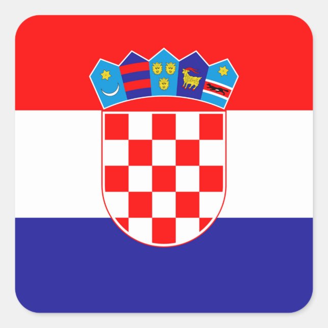 Pegatina Cuadrada Bandera de Croacia (Anverso)