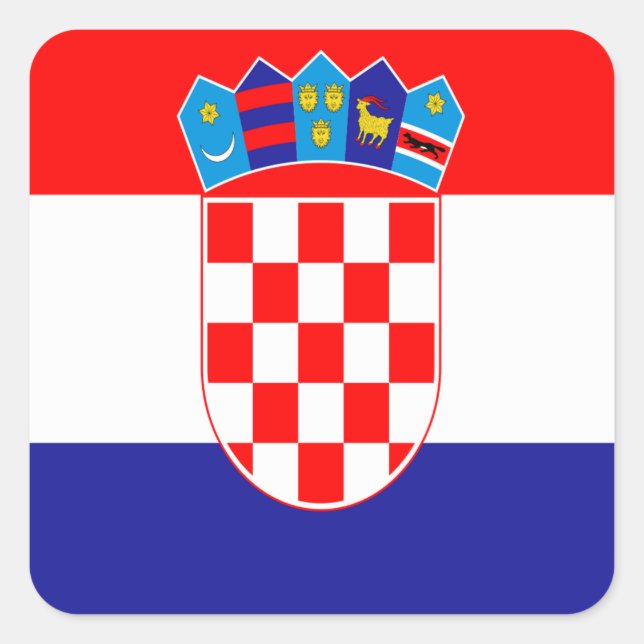 Pegatina Cuadrada Bandera de Croacia (Anverso)