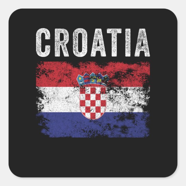 Pegatina Cuadrada Bandera de Croacia en problemas - Bandera croata (Anverso)