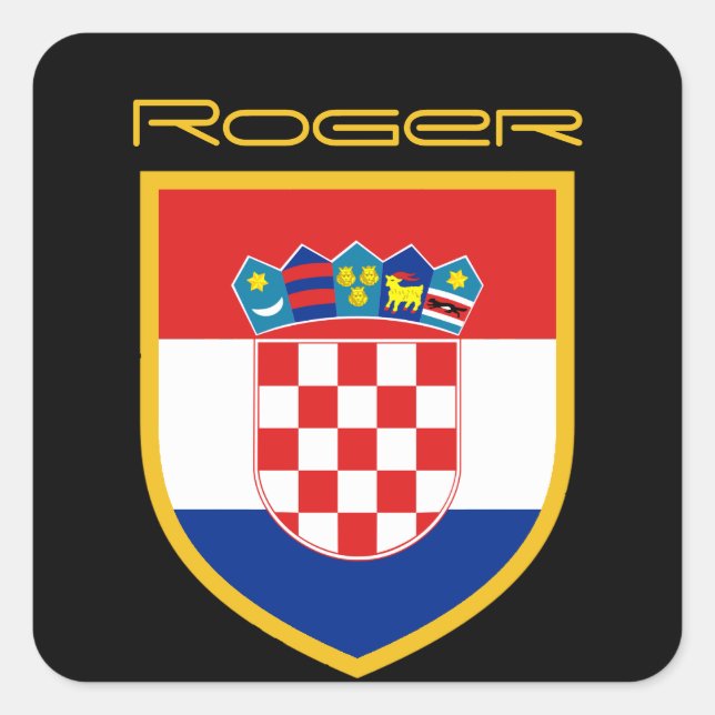Pegatina Cuadrada Bandera de Croacia personalizada (Anverso)