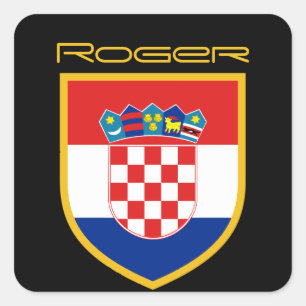 Pegatina Cuadrada Bandera de Croacia personalizada