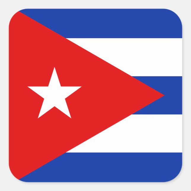Pegatina Cuadrada Bandera de Cuba (Anverso)