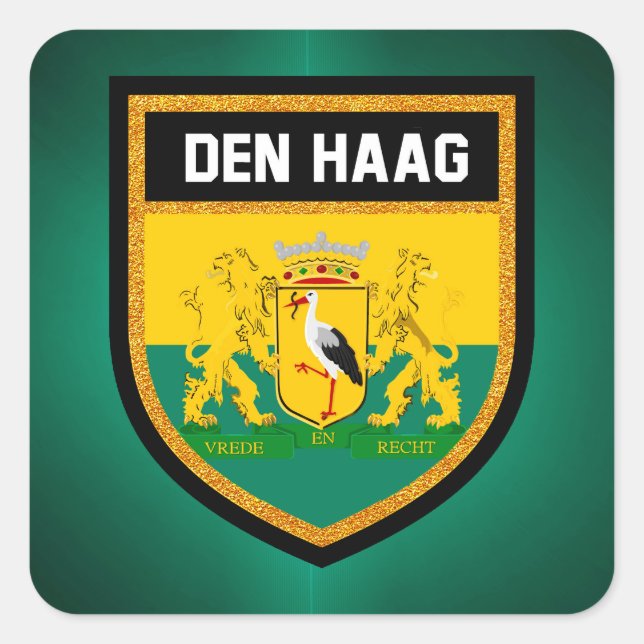 Pegatina Cuadrada Bandera de Den Haag (Anverso)
