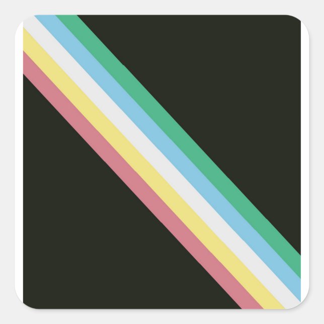 Pegatina Cuadrada Bandera De Discapacidad Para Orgullo De Discapacid (Anverso)