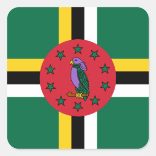 Pegatina Cuadrada Bandera de Dominica