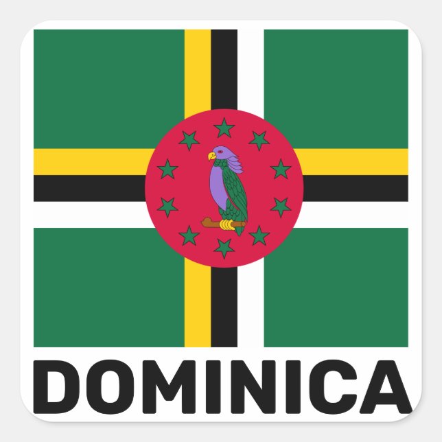 Pegatina Cuadrada Bandera de Dominica (Anverso)