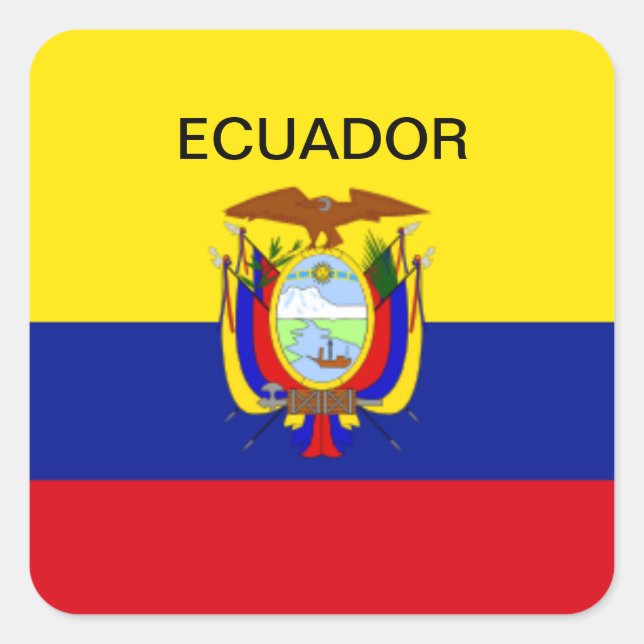 Pegatina Cuadrada Bandera de Ecuador (Anverso)