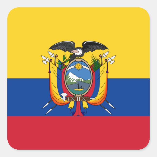 Pegatina Cuadrada Bandera de Ecuador (Anverso)