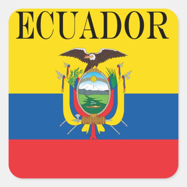 Pegatina Cuadrada Bandera de Ecuador (Anverso)
