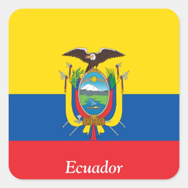 Pegatina Cuadrada Bandera de Ecuador (Anverso)