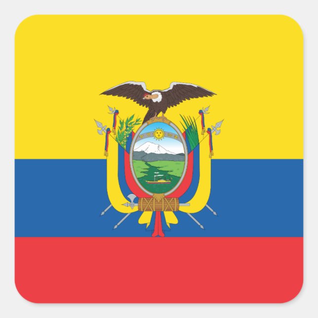 Pegatina Cuadrada Bandera de Ecuador (ecuatoriano) (Anverso)
