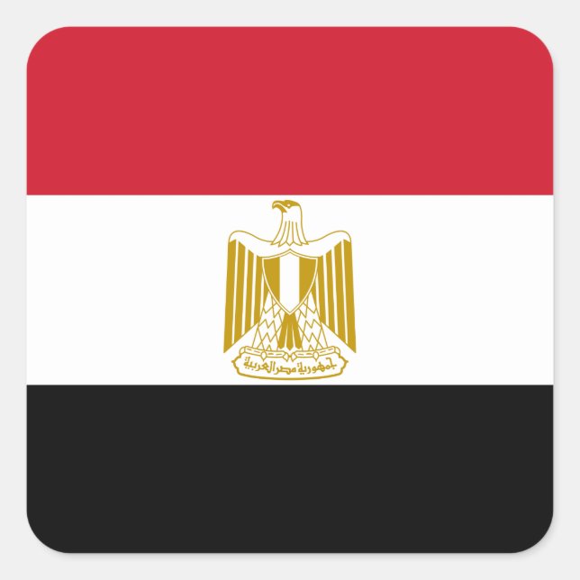 Pegatina Cuadrada Bandera de Egipto (Egipto) (Anverso)