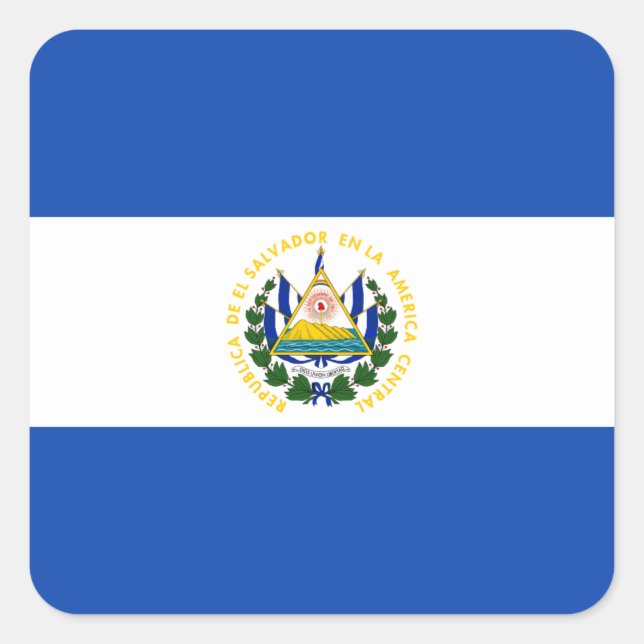 Pegatina Cuadrada Bandera de El Salvador (Anverso)