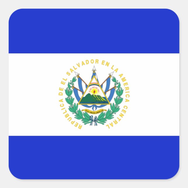 Pegatina Cuadrada Bandera de El Salvador (Anverso)