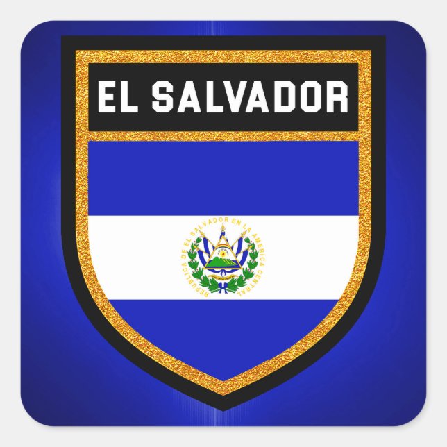 Pegatina Cuadrada Bandera de El Salvador (Anverso)