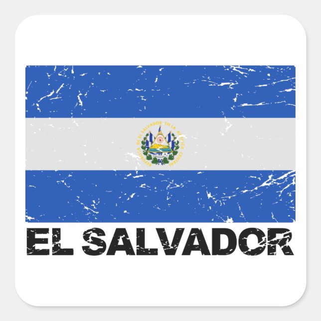 Pegatina Cuadrada Bandera de época de El Salvador (Anverso)