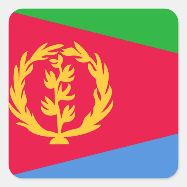 Pegatina Cuadrada Bandera de Eritrea (Anverso)