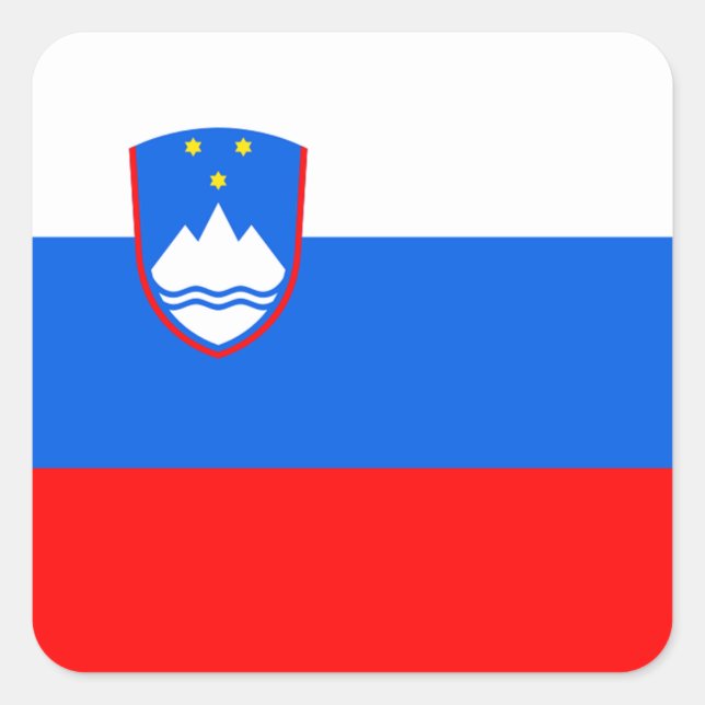 Pegatina Cuadrada Bandera de Eslovenia (Anverso)
