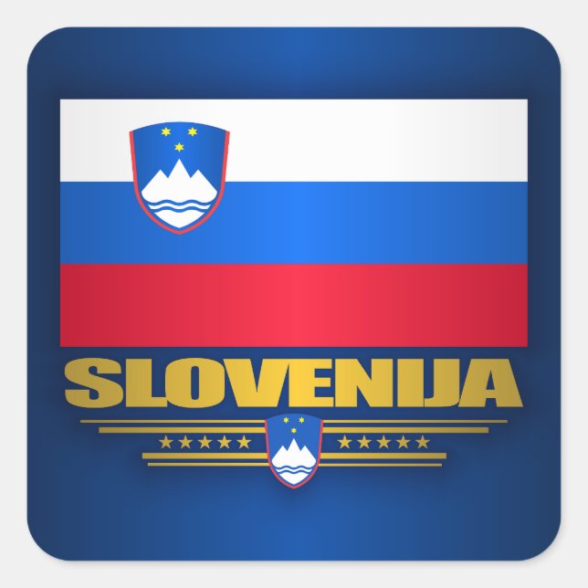 Pegatina Cuadrada Bandera de Eslovenia (Eslovenia) (Anverso)