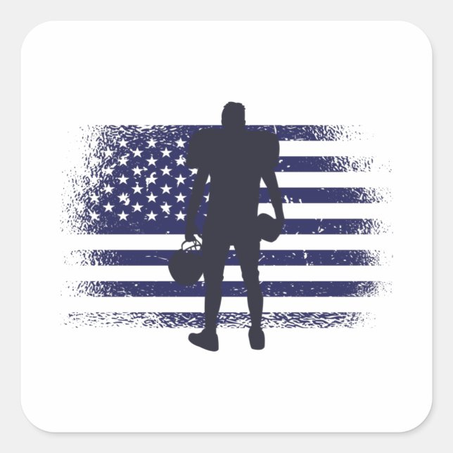 Pegatina Cuadrada Bandera de Estados Unidos de la camiseta de un hin (Anverso)