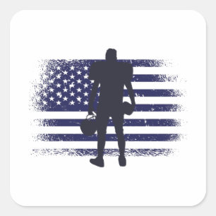 Pegatina Cuadrada Bandera de Estados Unidos de la camiseta de un hin