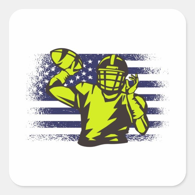 Pegatina Cuadrada Bandera de Estados Unidos de la camiseta de un hin (Anverso)